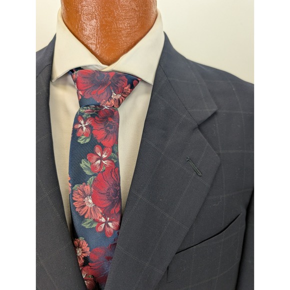 Giorgio Armani MANI Made in Italy Blue Windowpane Wool 2 Piece Suit Mens 40R - Picture 2 of 11